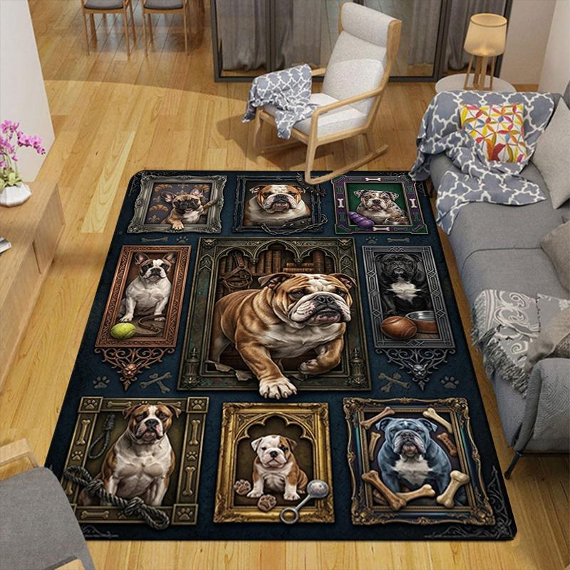 Bulldog Legacy Frames Pattern Rug Floor Mat for Living Room or Bedroom Soft and Comfortable Carpet a Gift for Birthday and Holiday.