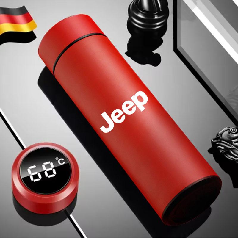 Car Smart Thermos Bottle With Temperature Display Coffee Cup Sticker For Jeep Renegade Wrangler Cherokee Compass Accessories