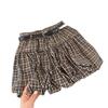 Women's Blue Plaid Mini Skirt: A-Line High Waist, Slim Fit