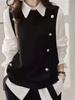 2026 Spring/Autumn Women's Round Neck Button Knit Vest Waistcoat Sweater - Chic Casual Fashion Top