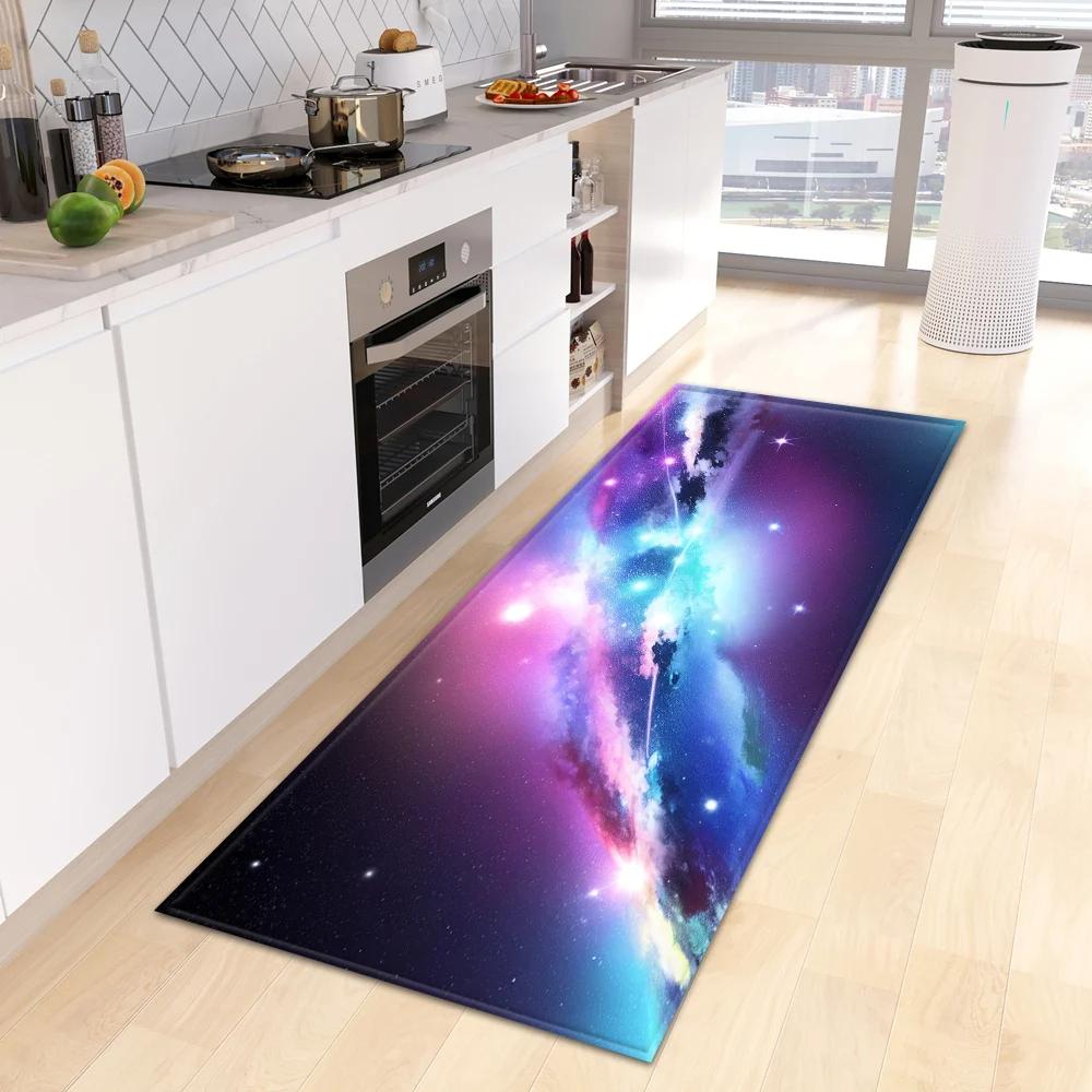 Starry Sky 3D Kitchen Rug Home Living Room Bedroom Balcony Floor Decor Carpet House Hallway Entrance Door Bath Non-Slip Foot Mat