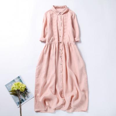 A Long Three Quarter Sleeved Dress In Summer