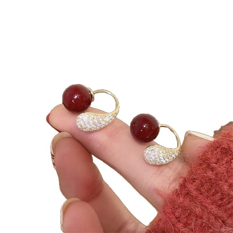 18K Gold-Plated Water Drop Pearl & Zirconia Earrings - Elegant and Luxurious Design