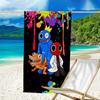 proof beach towel with a Rainbow Friends3 pattern - soft,absorbent,quick-drying,machine washable - perfect for swimming,camping,bathing