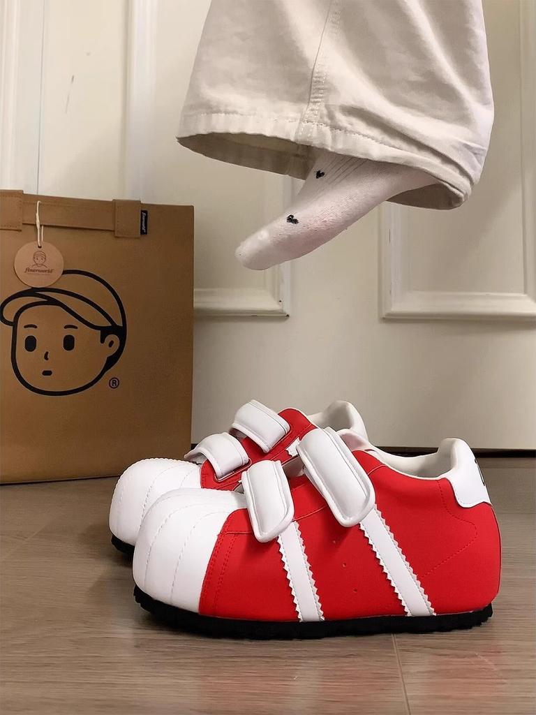 Velcro Ugly Cute Shell Head German Training Bread Shoes Women's 2025 New Versatile Inner Height Increase Leisure Sports Small Board Shoes