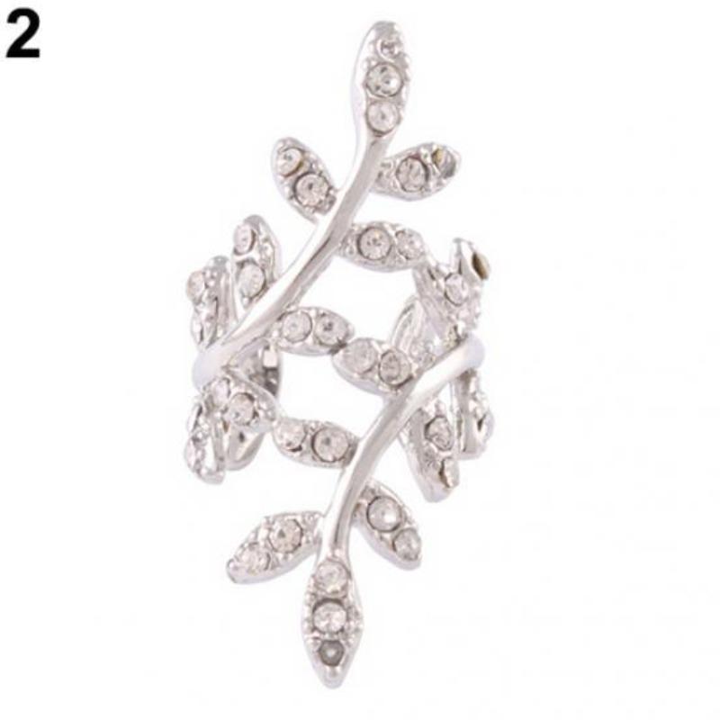 1 шт. женские серьги в стиле панк со стразами и листьями, манжеты, клипсы, ювелирные изделия-гвоздики