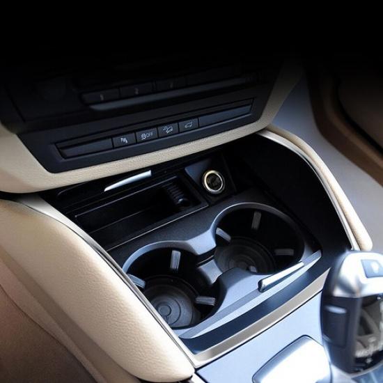2009-2013 BMW X5 E70 X6 E71 Car Console Center Console Water Drink Cup Holder Frame Strip | Silver | Stainless Steel | Matte | Easy Installation
