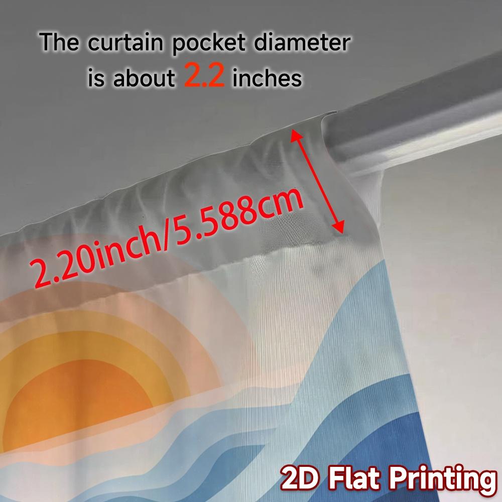 2pcs   2D FLAT PRINTING Curtains (Without Rod) Sunrise Waves Popular Curtain Versatile Polyester Curtains Gifts Suitable for
