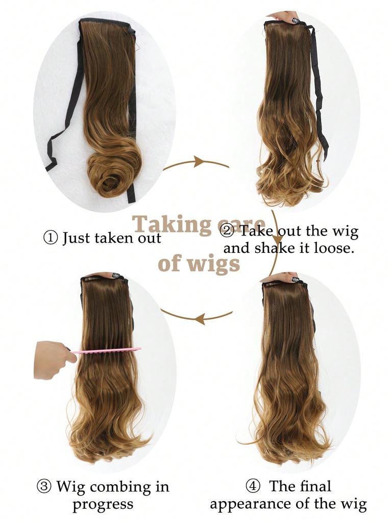 Synthetic Curly Ponytail Hair Multi-color Extensions Bandage Wrapped 18-inch Extension Ponytail For Women Daily Use