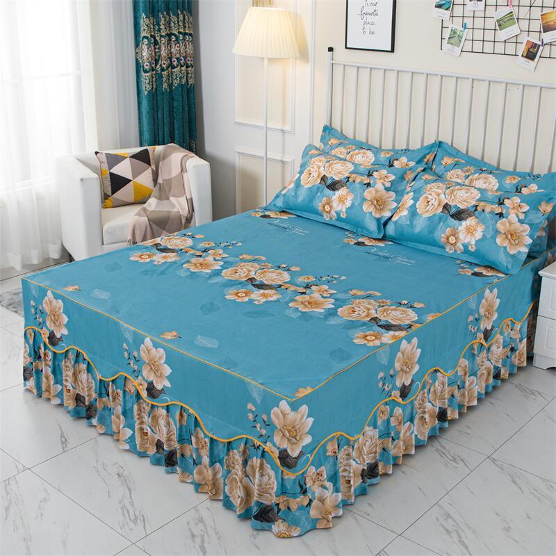 

3 шт. Постельное белье Юбка с 2 наволочками Свадебное покрывало Простыня Наматрасник Полный Twin Queen King Size Простыни 150*200