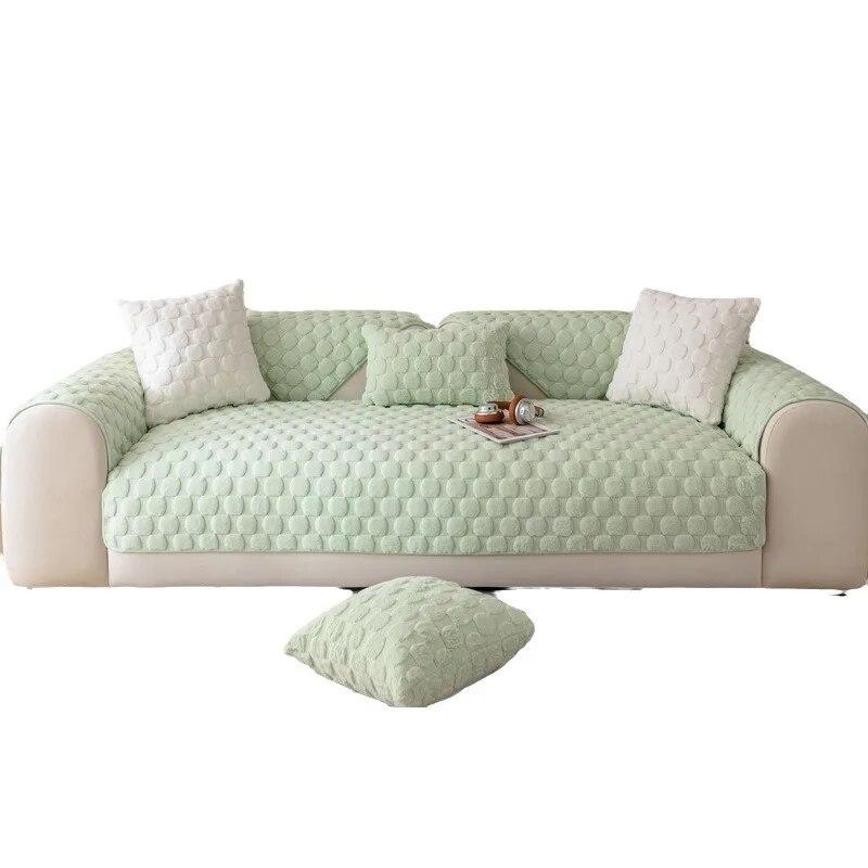 Leather Sofa Cover Cover Cloth Towel Autumn and Winter Light Luxury Advanced Sense Solid Color Thickened Non-Slip Cushion