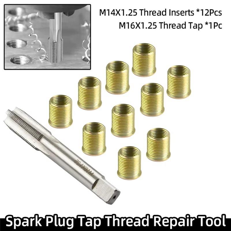 A27F-M14X1.25 Thread Inserts M16X1.25 Thread Tap Repair Kit For Damaged Threads Car Pro Coil For Restoring Tool