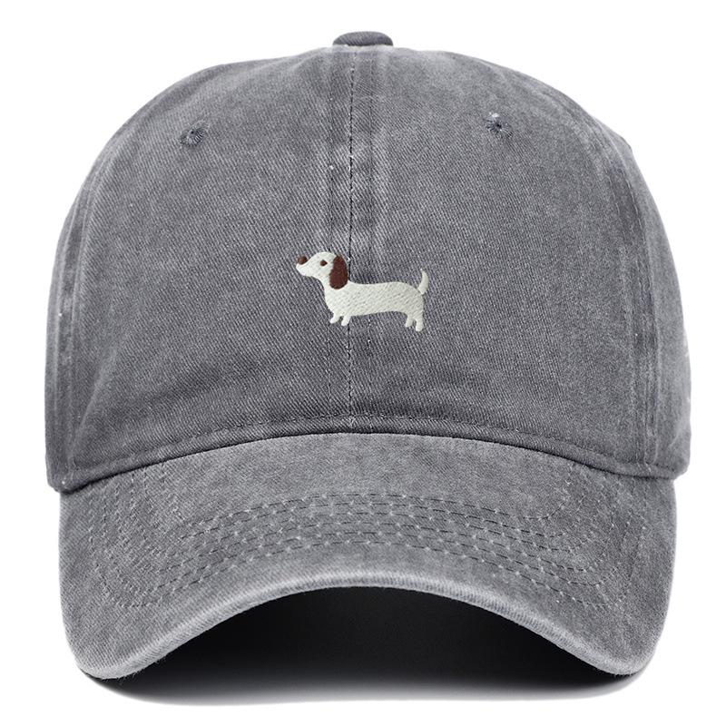 Dachshund Embroidered Baseball Cap - Unisex Korean Style, Wide Brim Hat