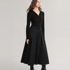 ELLE Color Block Flared Knit Long Sleeve Dress Women Dresses Black EL49438