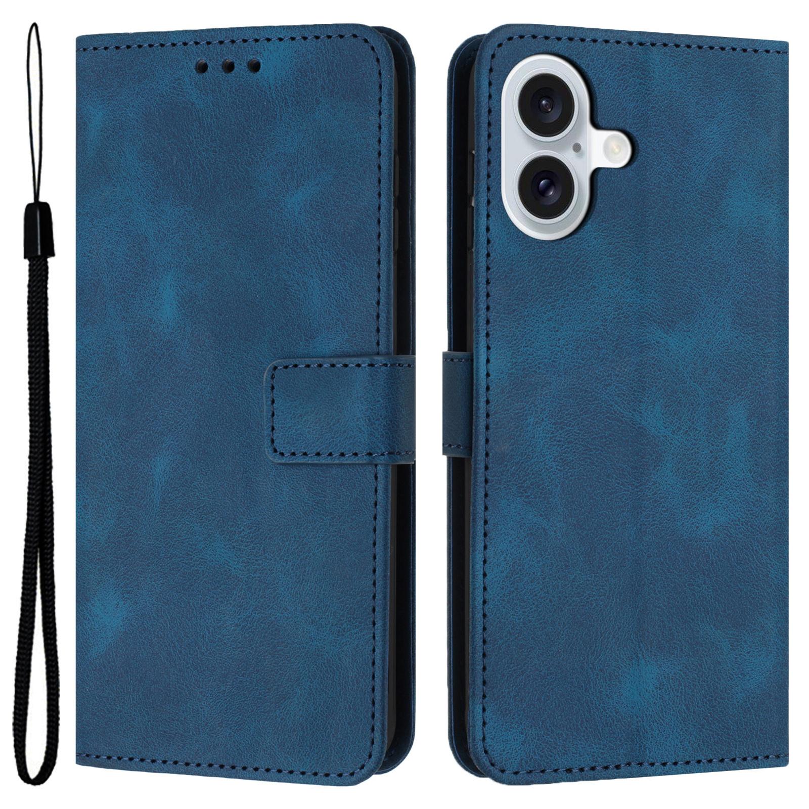 

For iPhone 17 Case Solid Color Leather Wallet Protective Phone Cover Blue