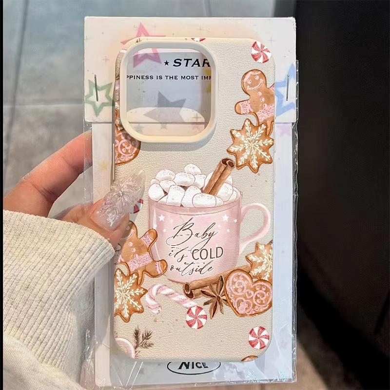 Christmas Hot Drink Dessert Gingerbread Snowflake Phone Case For iPhone 17 Pro Max 16 15 14 13 12 11 XS X XR 16 Plus 17Air Cover