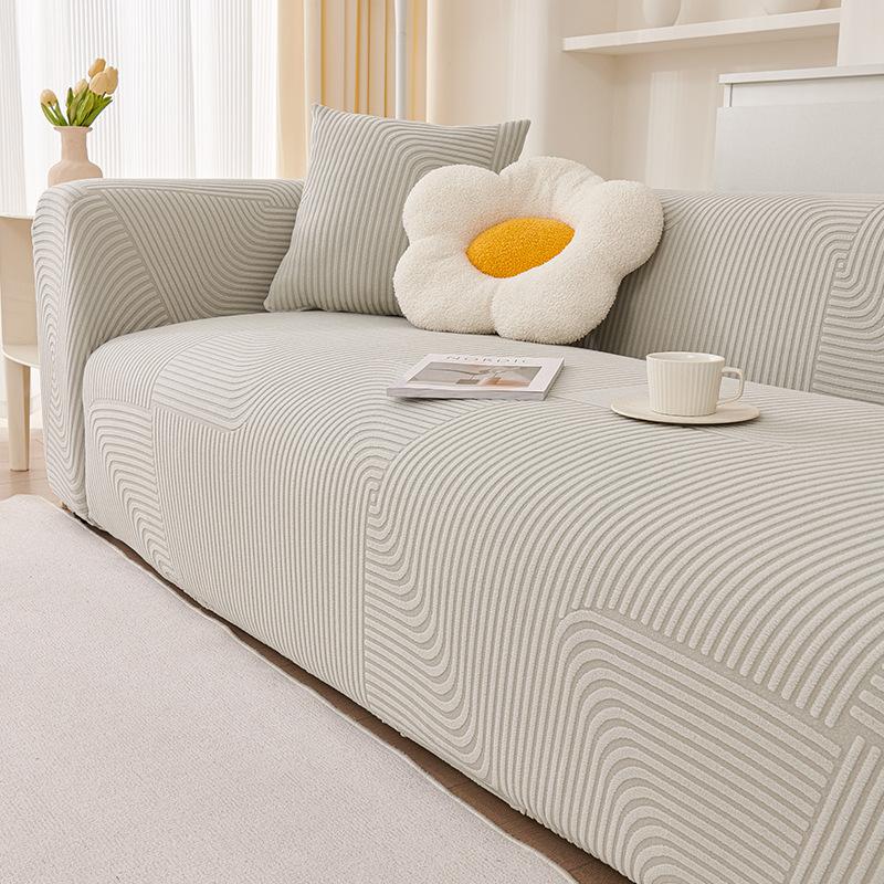 All-season Universal All Inclusive Sofa Cover Solid Color Cream Style Elastic Non Slip Sofa Cover High Elastic Machine Washable Sofa Cover