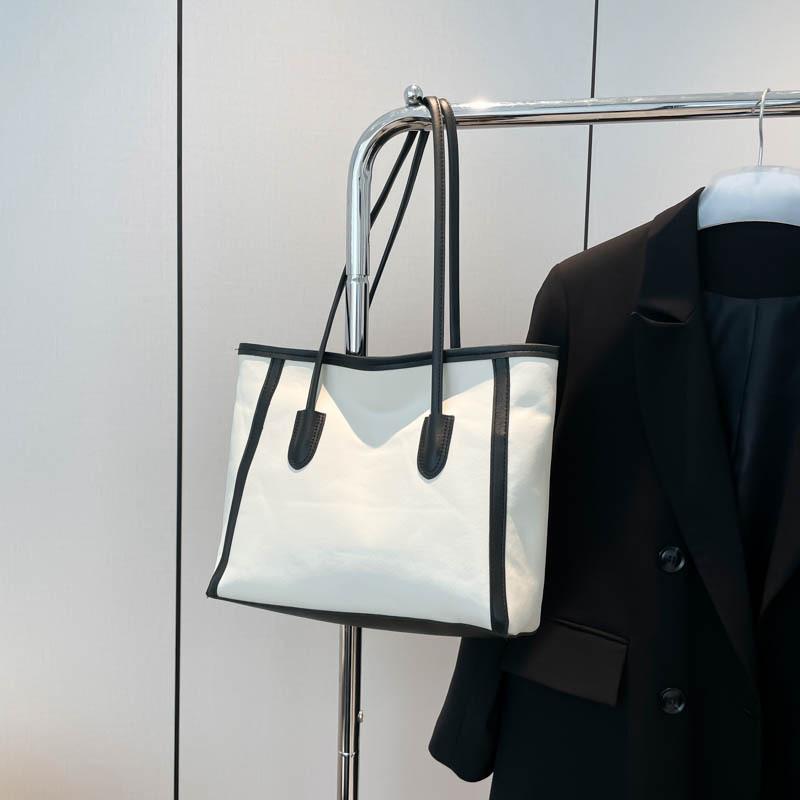 

Студенты на занятиях, модная сумка-тоут большой вместимости для поездок на работу, женская новая повседневная универсальная простая наплечная сумка чёрный