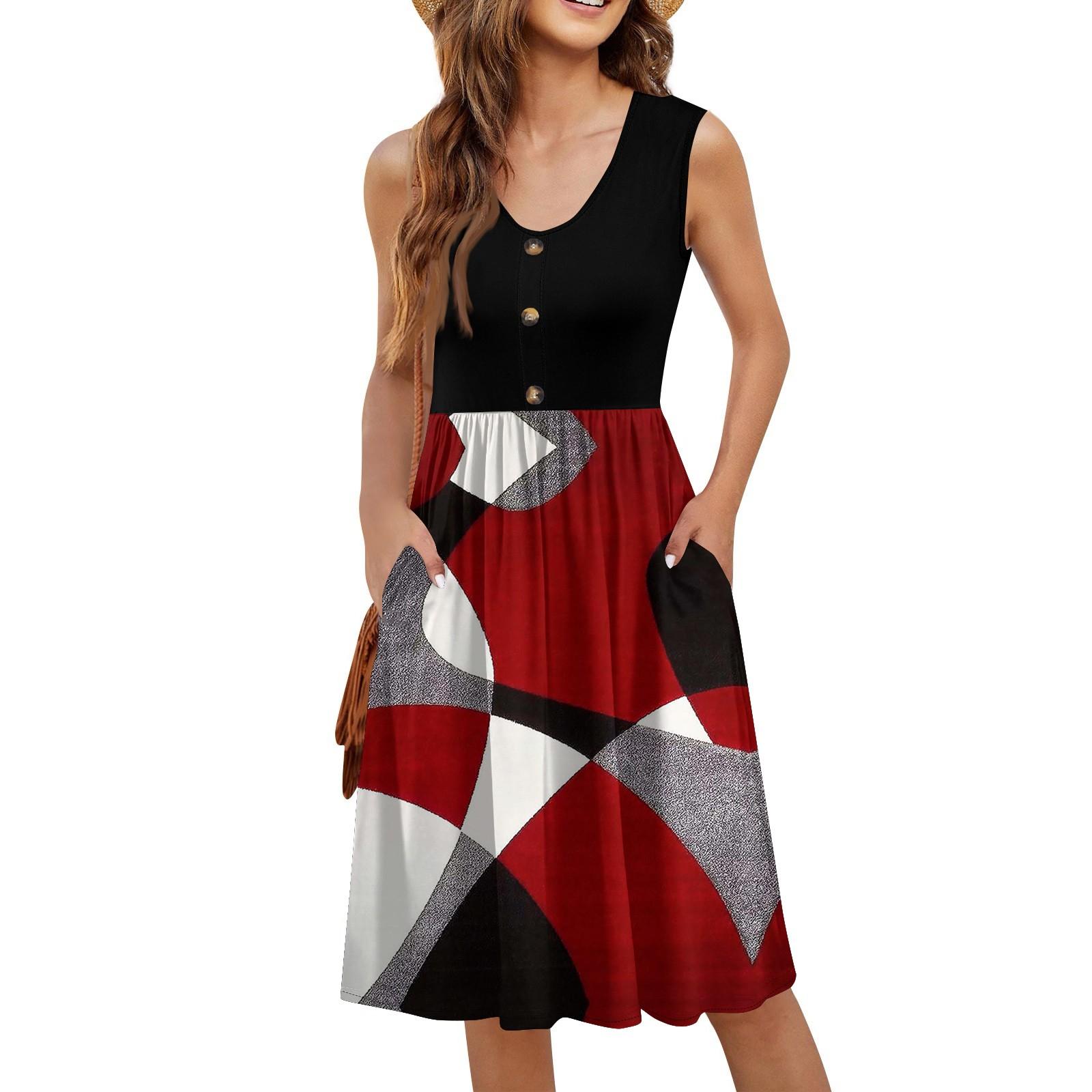 

Женские летние платья без рукавов повседневные свободные летние платья на пуговицах с карманами L золотой