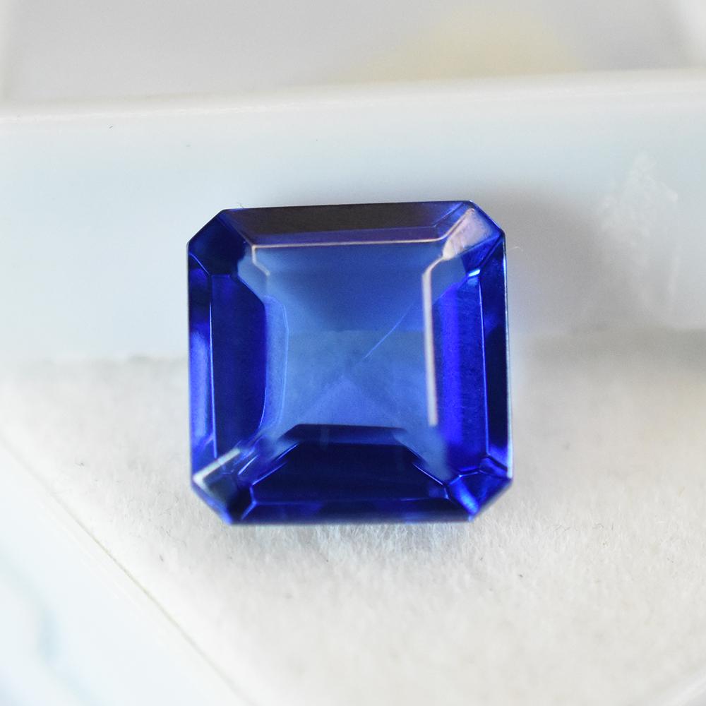 Zertifizierter, 10x10 mm großer, quadratisch geschliffener, natürlicher blauer Saphir (loser Edelstein) für Hochzeiten