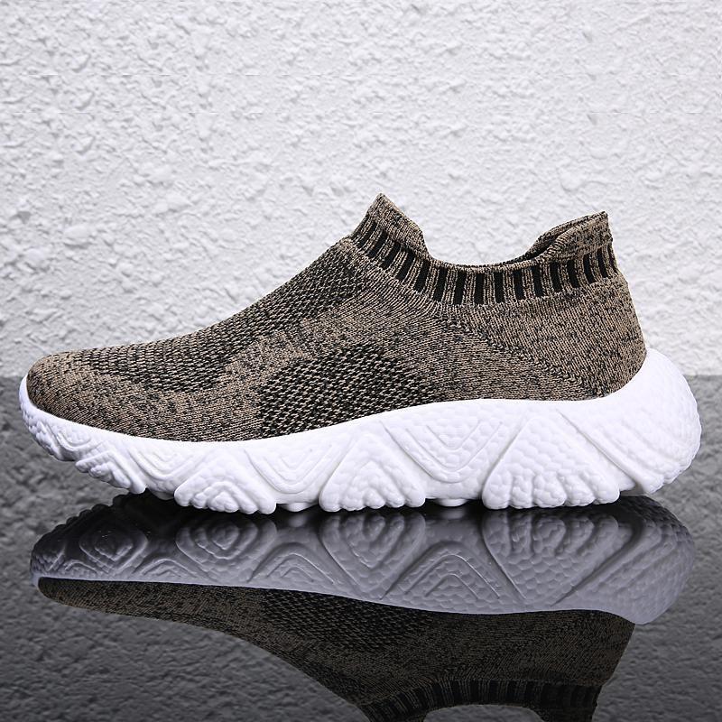 

Large size popcorn sole fly-woven mesh breathable sports casual running shoes socks men s shoes 46 хаки