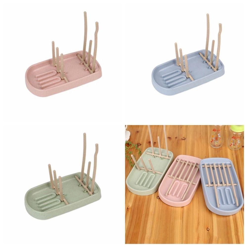 Colorful Baby Feeding Bottle Drain Rack Wheat Straw Feeding Cup Holder  Bottle Accessories