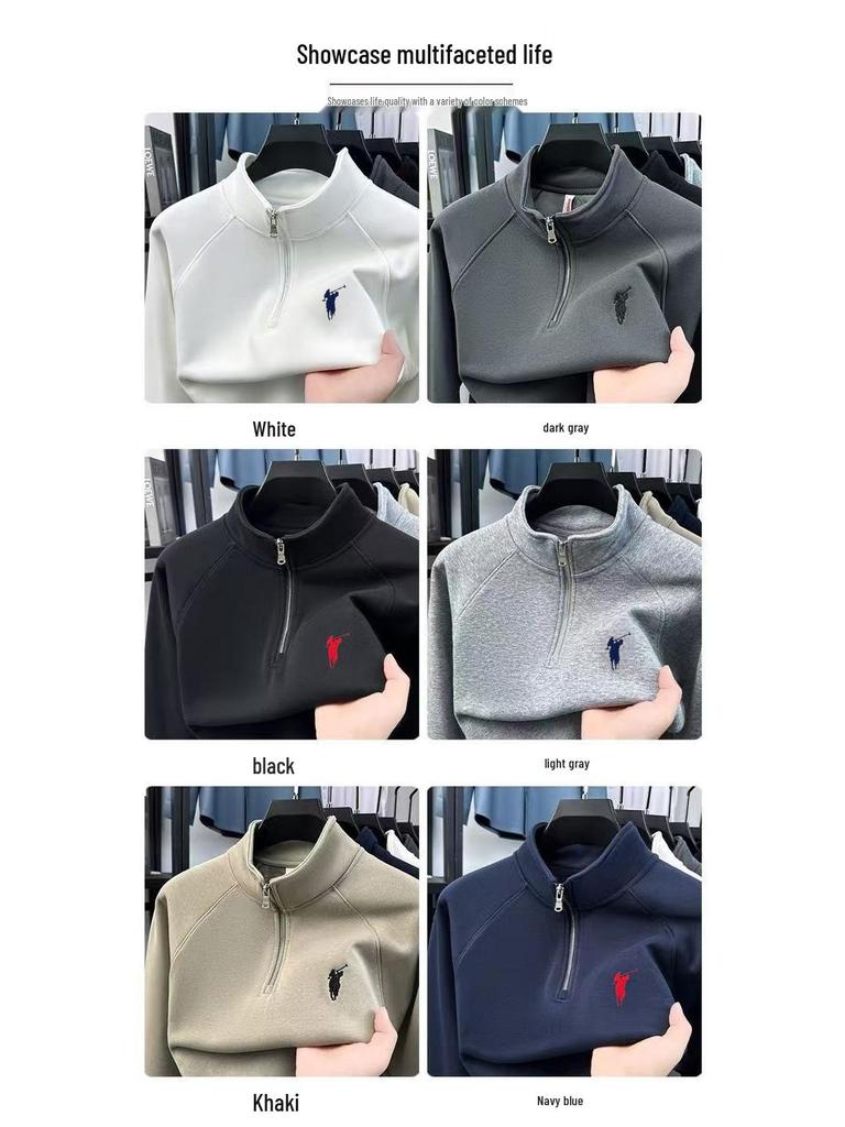 Herren Freizeit-Baumwoll-Hoodie mit halbem Reißverschluss und Stehkragen, Hochwertiges Gefühl, Herbst-/Winterkollektion