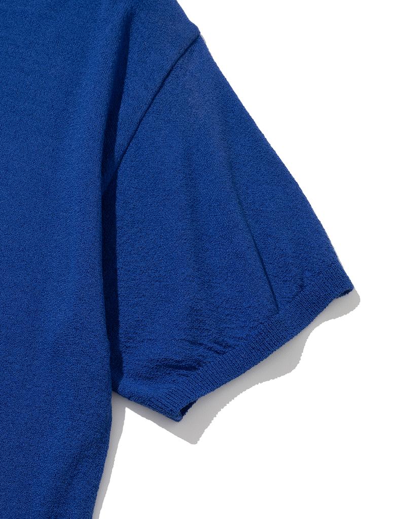 KNITTED Cool Summer Essential Round Short Sleeve Knit Tee Blue