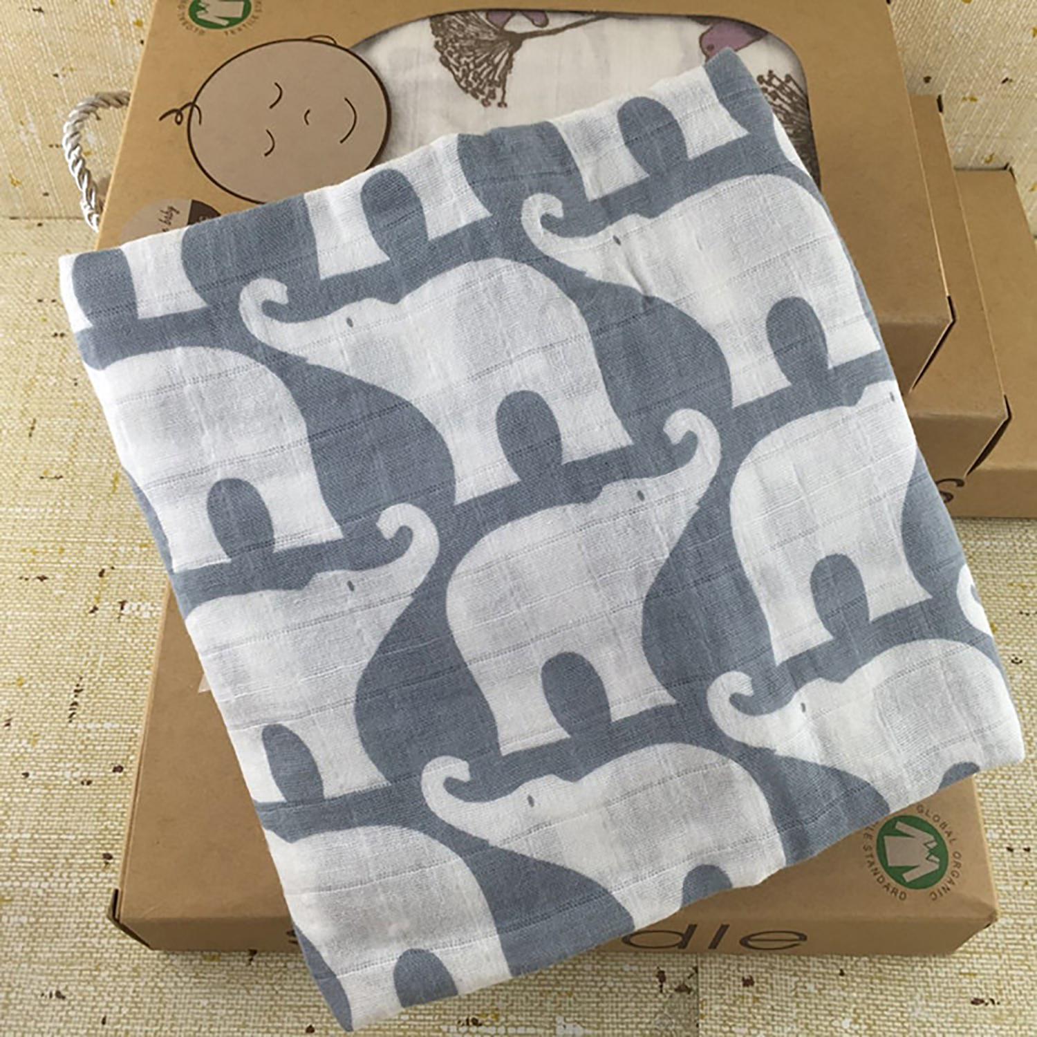 Kids Toddler s Soft Cotton Weave Towel Sleep Blanket Cute Animals Pattern Coverlet 47 47 White1 box,Elephant#0