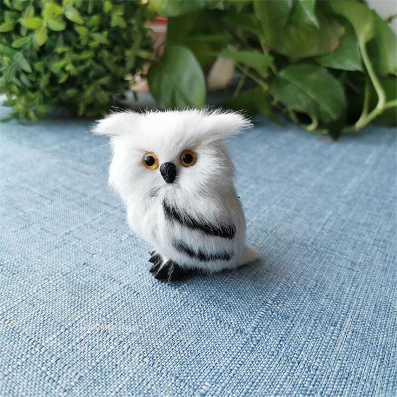 1pcs Cute Owl White Black Furry Handicraft Bird Ornament Decoration Adornment Simulation for Home Decor Mother's Day Gift