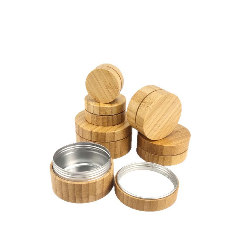 Bamboo & Wood Lip Balm Tin with Bamboo Pattern, Small Round DIY Cream Box, Creative Packaging.