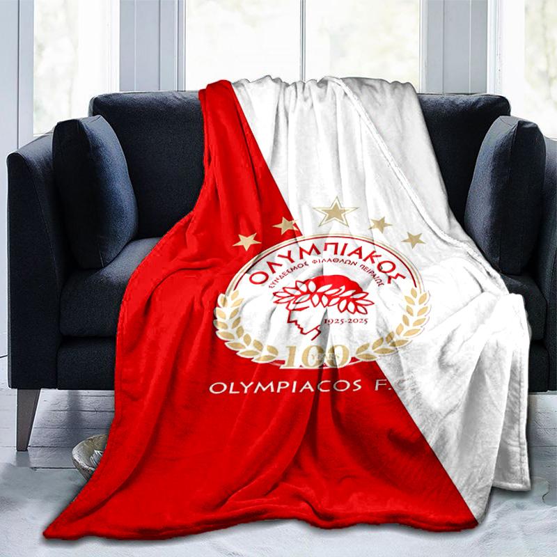 Coperta con Stemma Olympiacos FC Adatta per Divani, Letti, Uffici e Campeggio - Regalo Perfetto per Halloween Natale