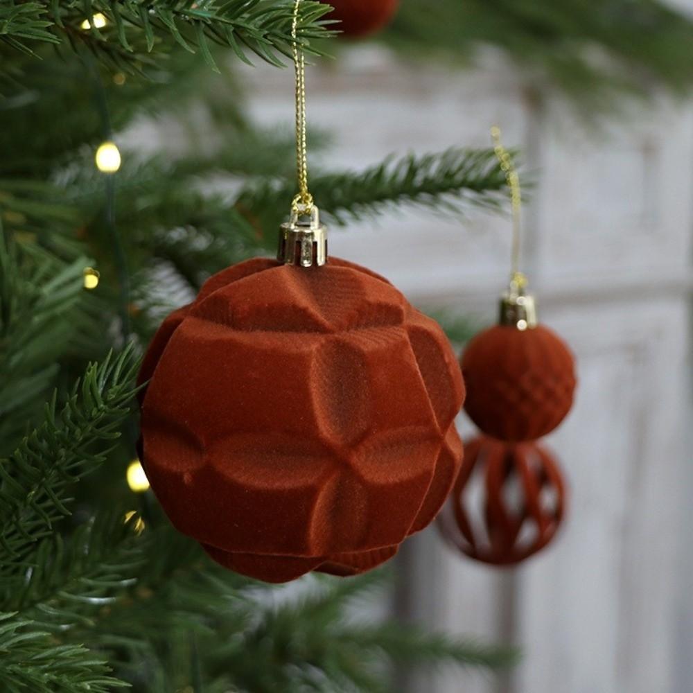 16PCS 8CM Christmas Flocked Ball Set Matte Christmas Tree Pendant Velvet Christmas Balls  Festival