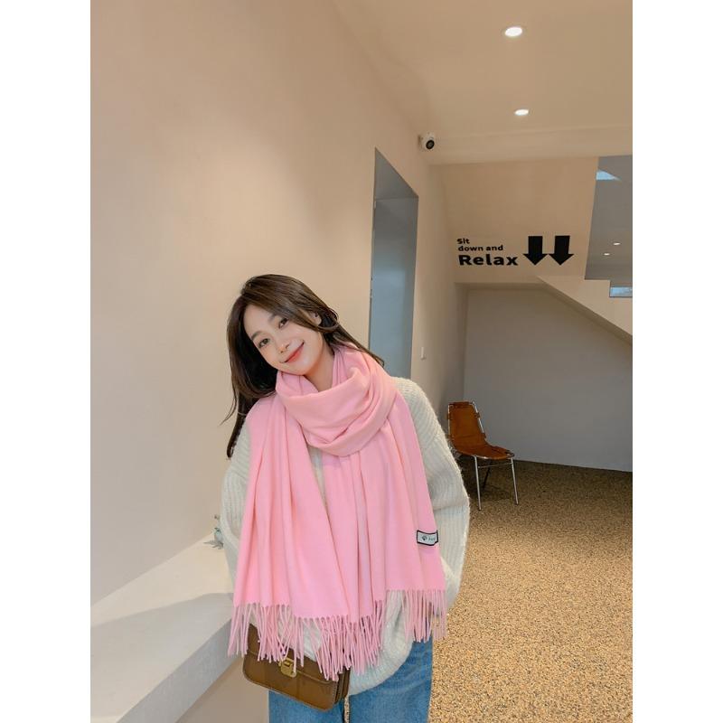 Scarf Women's Autumn and Winter New Wool Cashmere Scarf Versatile Men's Shawl Dual Purpose Solid Color Scarf