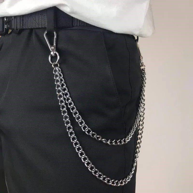 Chaîne de taille Punk Unisexe Porte-clés Long à Poche Légère pour Étudiant Port Quotidien Accessoire Anti-perte