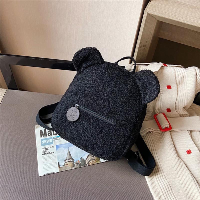 

2025 Trendy Plush Teddy Bear Kids Cartoon Backpack чорний