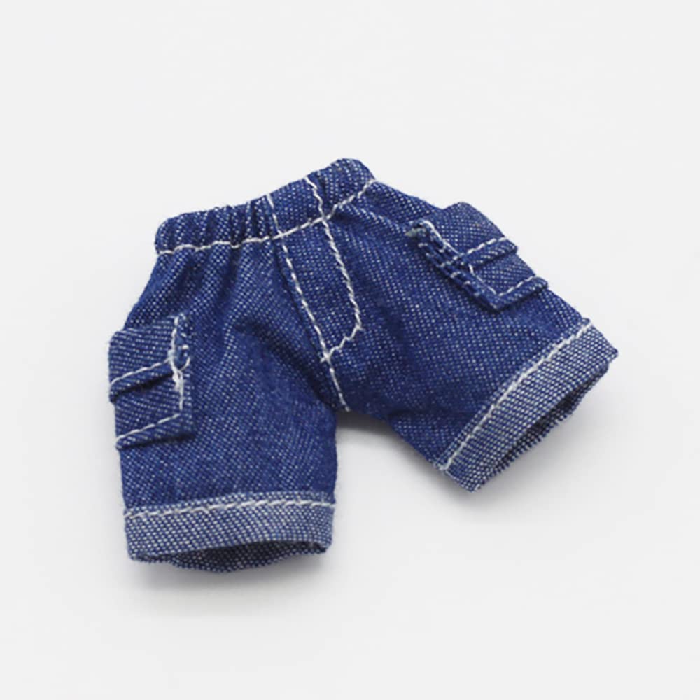 Niannyyhouse OB11 Size Obitsu Doll 11cm Body Cowboy Shorts with Vest and Pocket Cargo Pants Doll Clothes 112 BJD Doll Clothes (Short, Dark Blue)