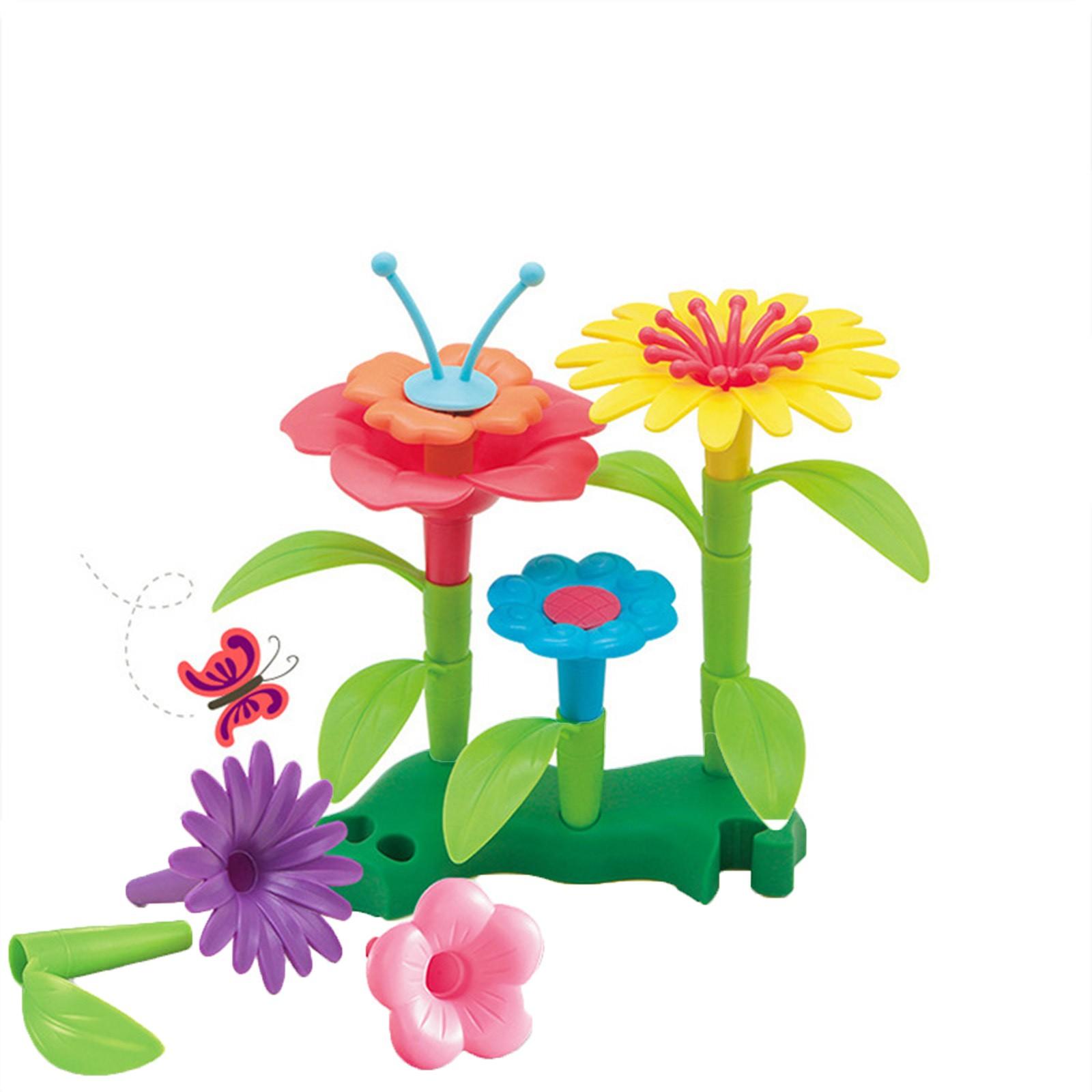 2PCS Children Puzzle Variety Colorful Flowers DIY Assembled Spelling Garden Toy