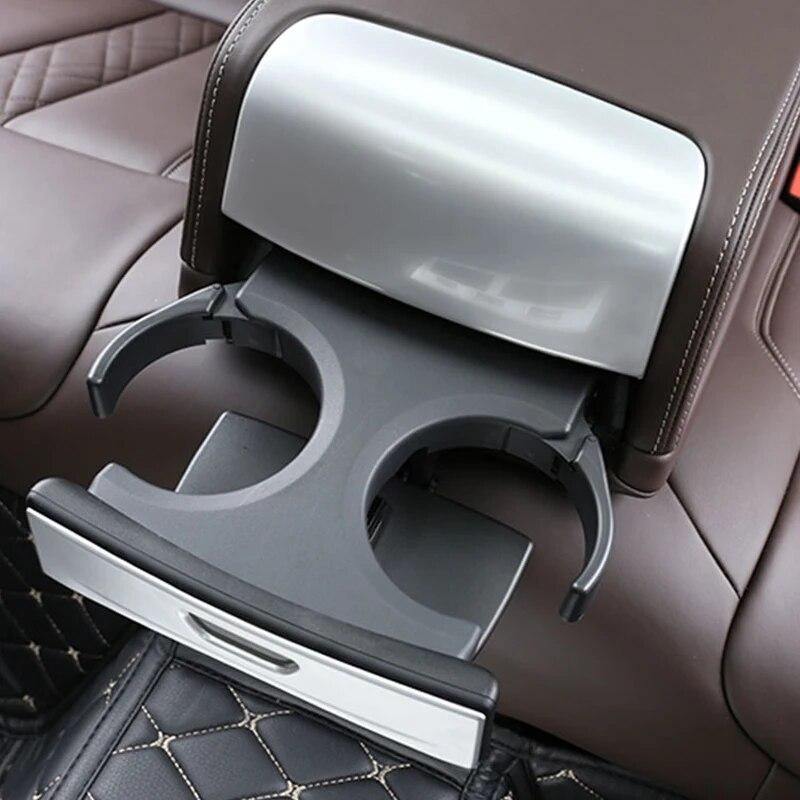 3Pcs ABS Chrome Car Interior Rear Armrest Water Cup Holder Trim Strips Decoration Auto Accessories For BMW G30 5 Series 2018-21