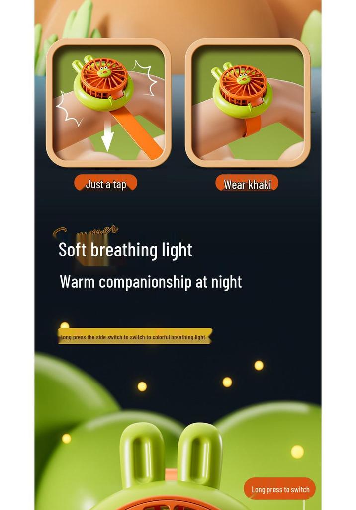 Cartoon Cute USB Rechargeable Portable Mini Handheld Fan Watch for Students and Children
