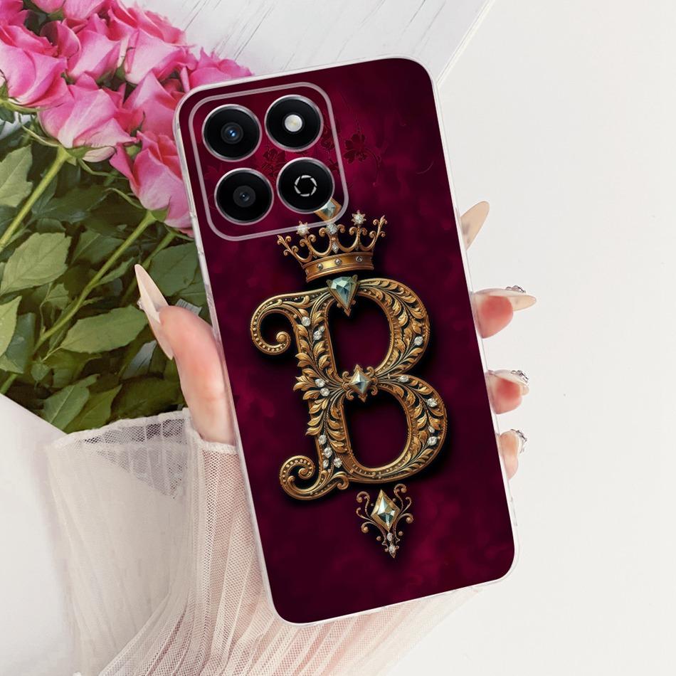 For Honor X7C Royal Crown Initial Letter Couple Phone Case For Honor X7c ALT-LX2 Soft Silicone TPU Cases Bumpers