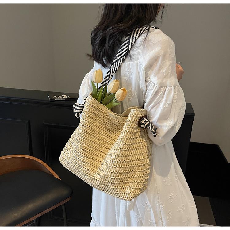 Summer Straw-woven Armpit Big Bag Women's New Fashion Woven Tote Bag Versatile Fake Beach Bag