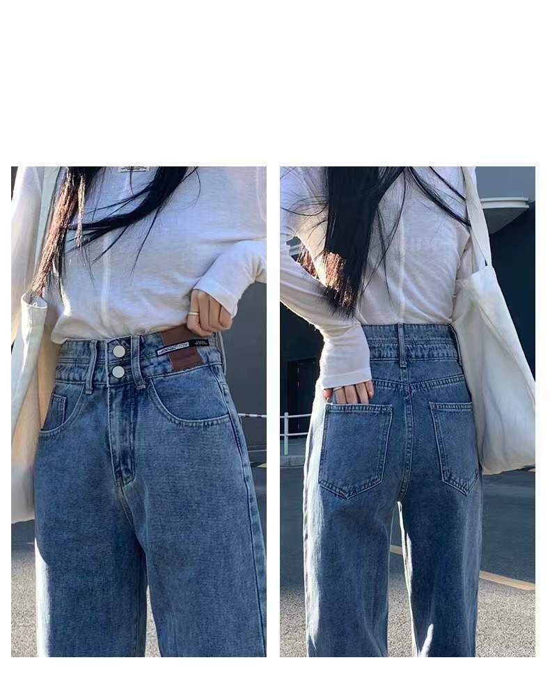 2025 Winter Plus Velvet Wide-Leg High-Waisted Jeans - Women's Slimming Straight-Leg Loose Floor-Length Pants