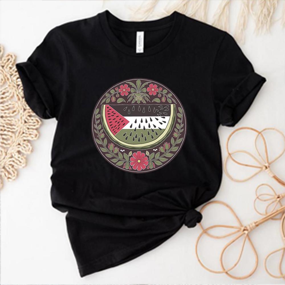 Watermelon Symbol Freedom T Shirt HuUnisex Rights Tshirt Peace and Love Tshirt Watermelon Flag Tees Unisex Short Sleeves Tops