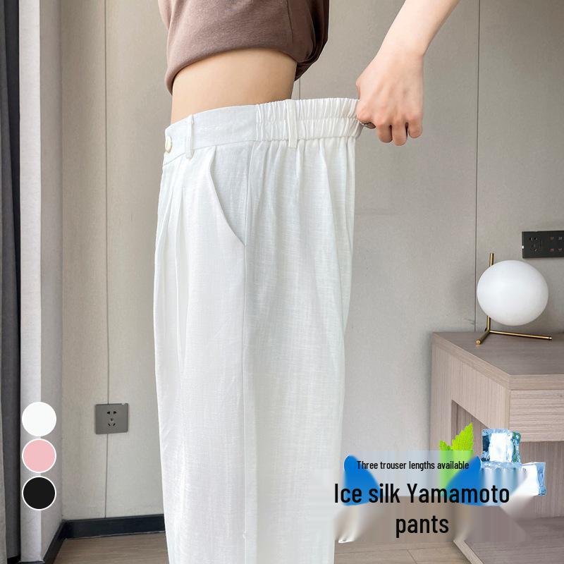 Pantalones de Pierna Ancha de Tencel Lino de Cintura Alta con Protección Solar de Seda de Hielo para Mujer Verano 2026
