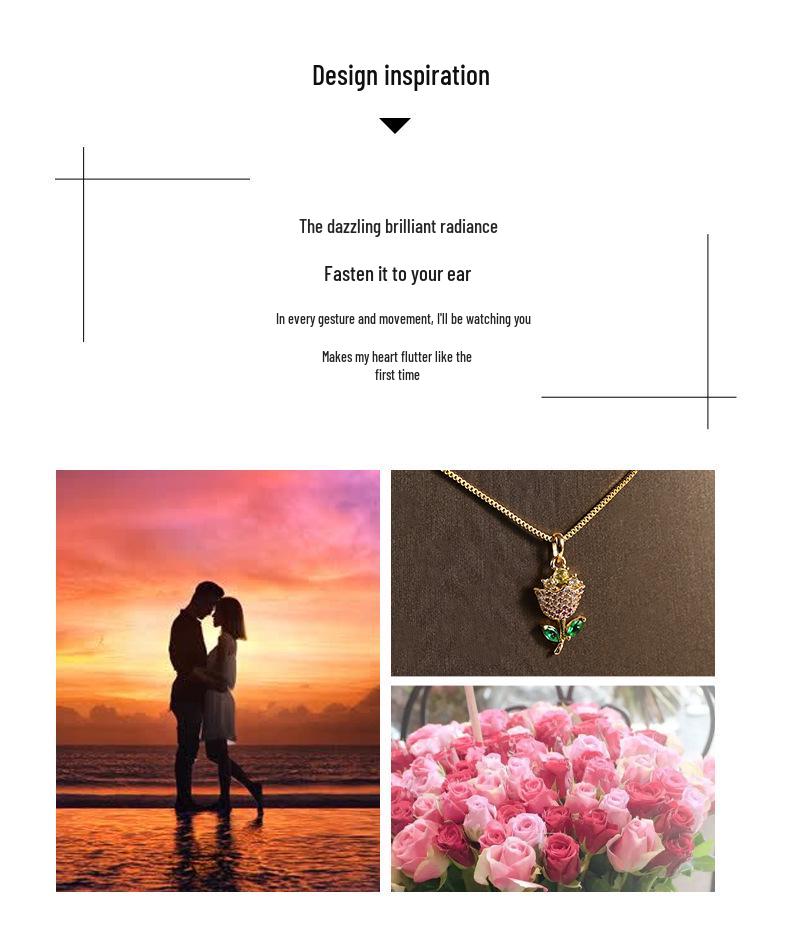 Elegant Rhinestone Tulip Necklace: Creative, Personalized Clavicle Chain in European & American Niche Fashion Style