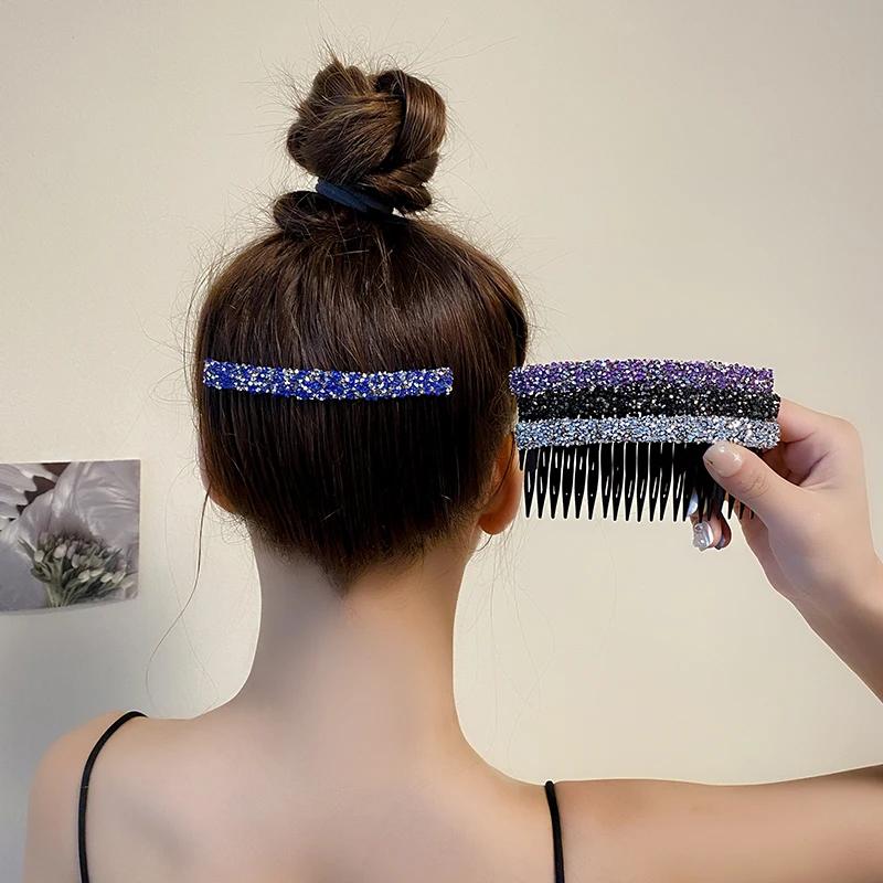 Nové hřebeny do vlasů Plastová sponka do vlasů Elegantní dámská móda Kamínkové sponky do vlasů Hřebeny na drdol Dívčí vlasové doplňky