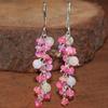 AAA Ethiopian White and Pink Opal Beads Cluster Earring, MultiFire Opal Round Beads Earring, Opal Smooth Earring for Women, Delicate Earring