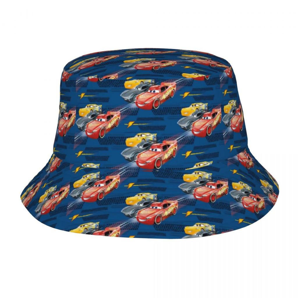 Custom Lightning McQueen Cars Bucket Hat for Unisex Women Printed Cartoon Summer Travel Beach Outdoor Camping Cap