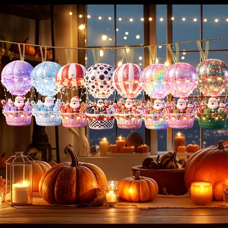 1Set Santa Claus Crystal Ball Series Handmade Wooden Hanging Ornaments - Perfect Holiday Gift Decoration For Home And Garden
